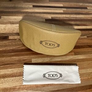 Tod's Tan Leather Sunglasses Case with dust cloth